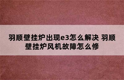 羽顺壁挂炉出现e3怎么解决 羽顺壁挂炉风机故障怎么修